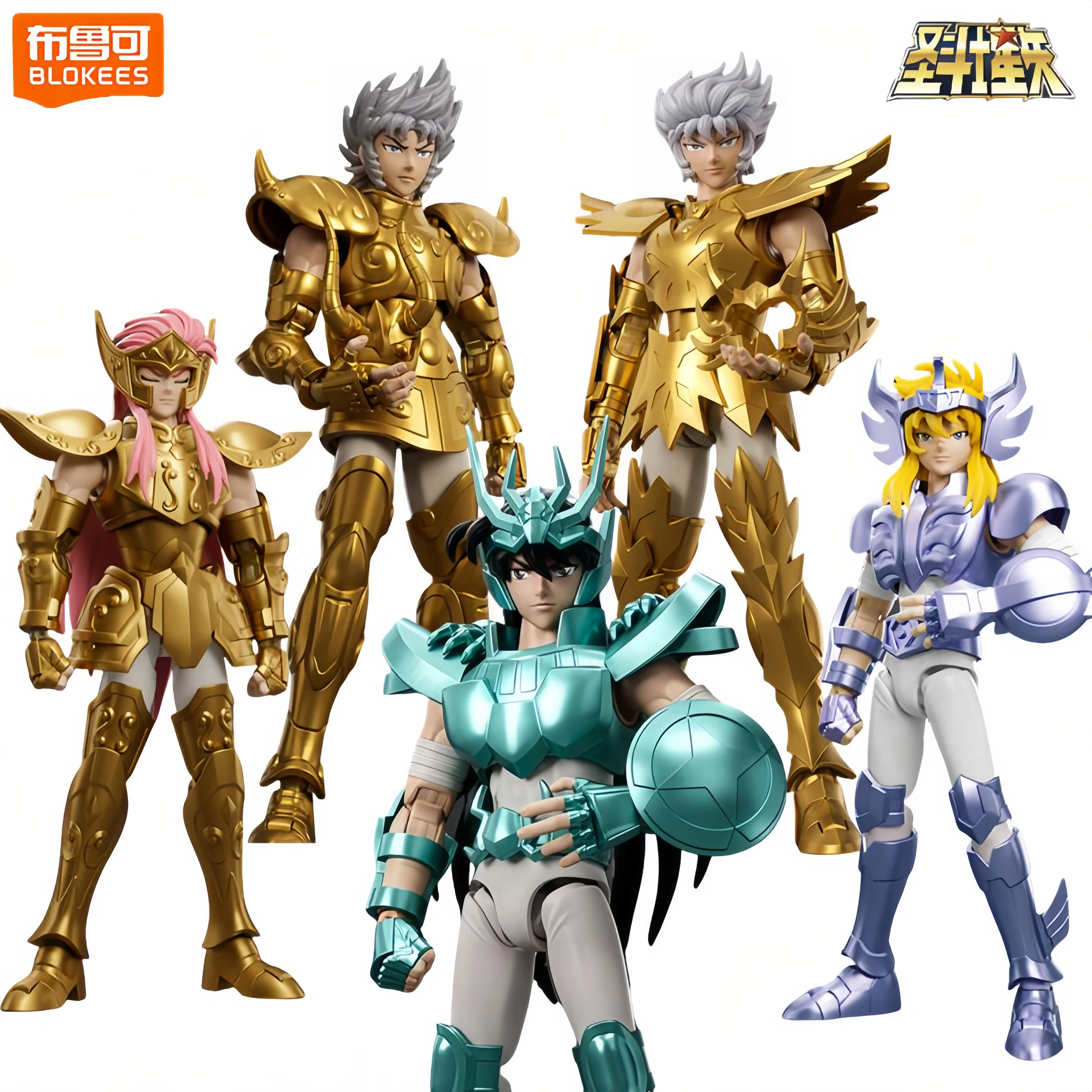 Blokees Saint Seiya Gold Saints Action Figures - Drago Shiryu/Cancer/Capricorno Shura/Cygnus/Aquarius Giocattoli modello da collezione