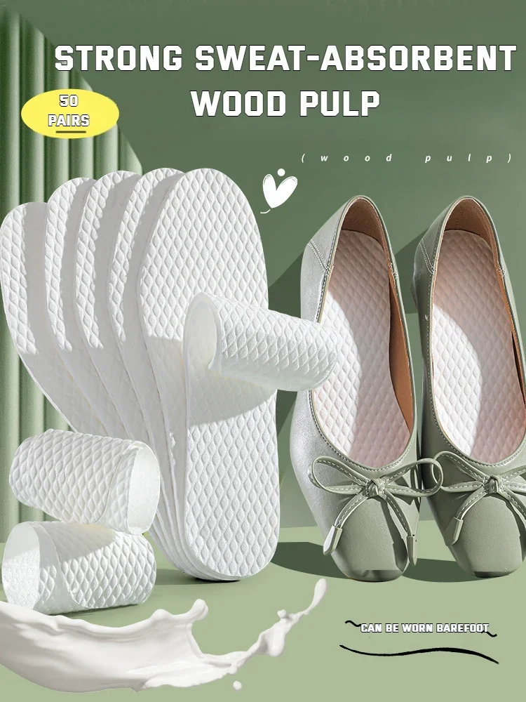 Disposable Insoles Nature Wood Pulp Thin Breathable Shoe Pads for Men And Women Soft Comfortable Sweat Absorbing 1/5/10 Pairs Se
