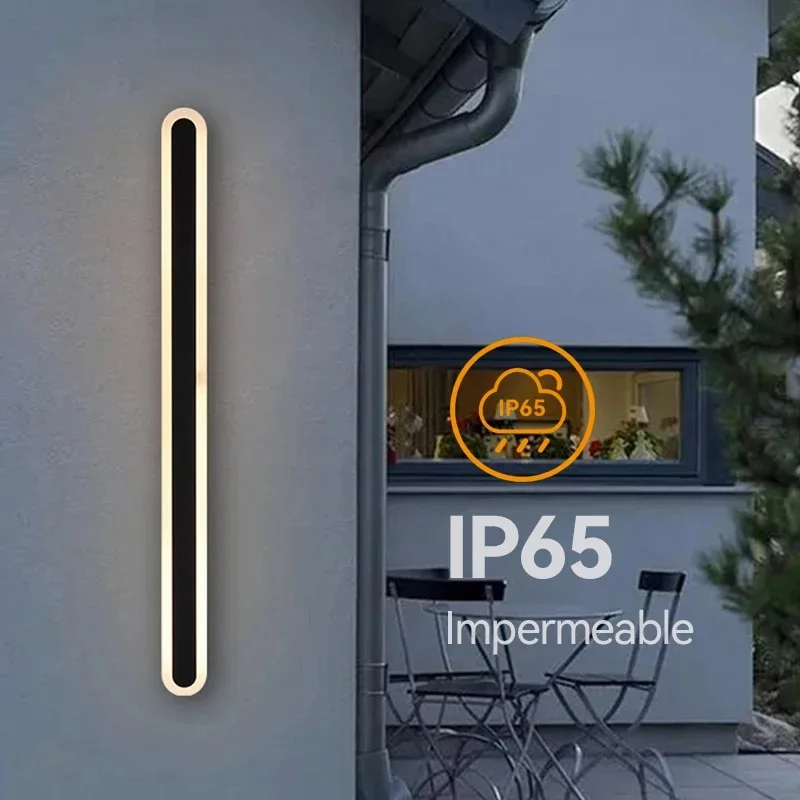 Tira elíptica LED de pared, iluminación de señal de puerta Simple moderna, decoración de jardín, patio, balcón, luz de pared impermeable IP67