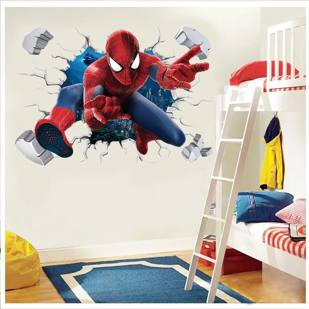 Cartoon Avengers Spiderman Naklejki ścienne do pokoju dziecięcego Super Heroes Dekoracje PVC Home Cartoon Decor Wall Mural Art Posters — zdjęcie 6