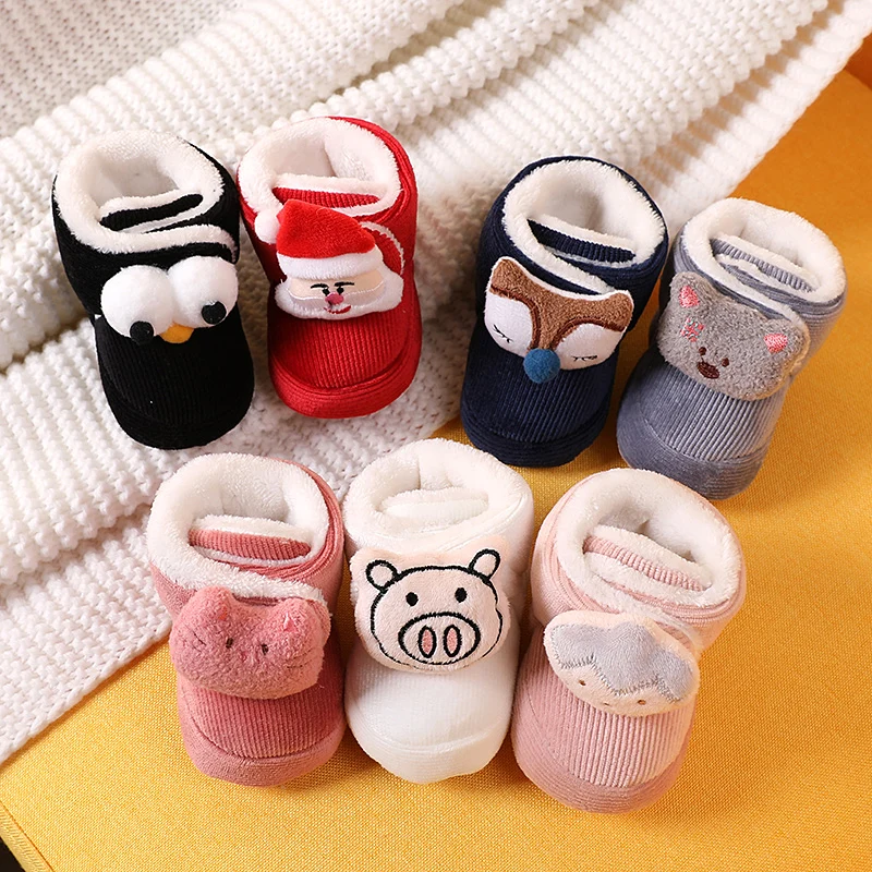 

Лидер продаж: Детские зимние сапоги с мягкой подошвой и мультяшным дизайном для мальчиков и девочек, осенне-зимние, теплые, утолщенные, плюшевые, для первых шагов, 0-18 месяцев