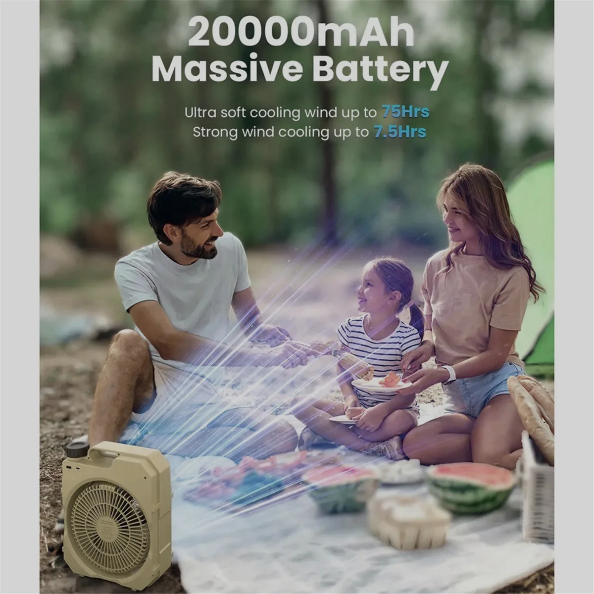 

Вентилятор для кемпинга 20000 мАч Вентилятор для кемпинга Перезаряжаемый настольный портативный циркулятор Открытый беспроводной потолок