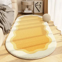 VIKAMA Winter Warm Faux Cashmere French Rug Oval Bedroom Bedside Living Room Long Washable Stain-resistant Non-slip Carpet