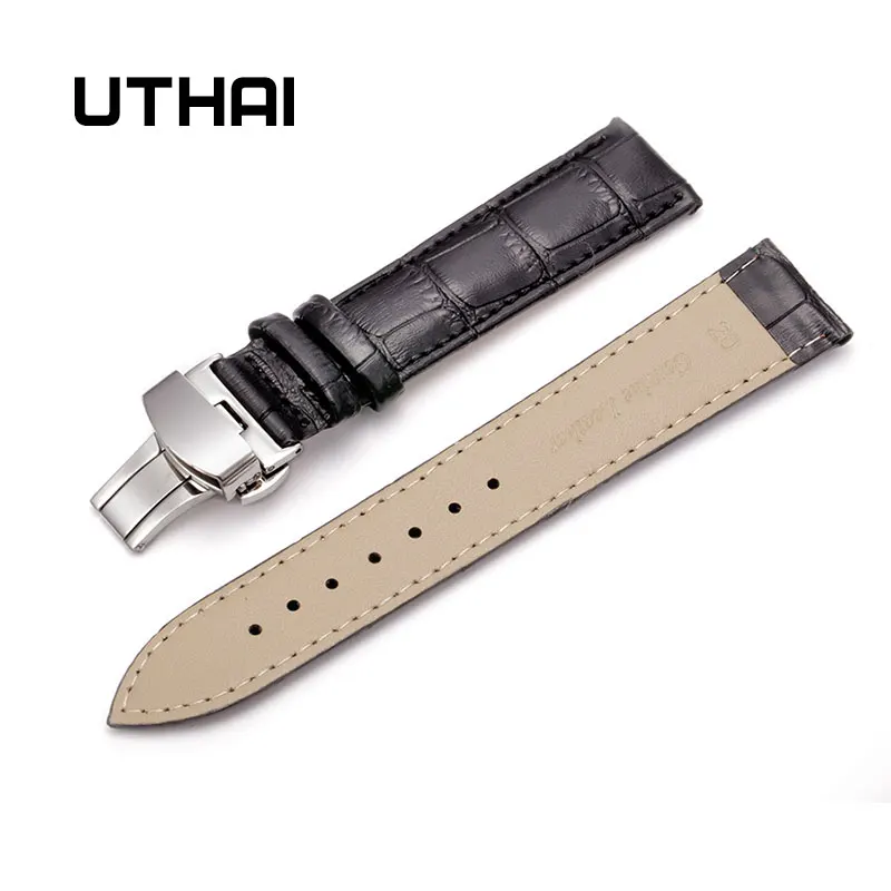 UTHAI Z09 Plus Genuine Leather Watchbands 18mm 20mm 22mm 24mm Universal Watch Butterfly Buckle Band Steel Buckle Strap watchband