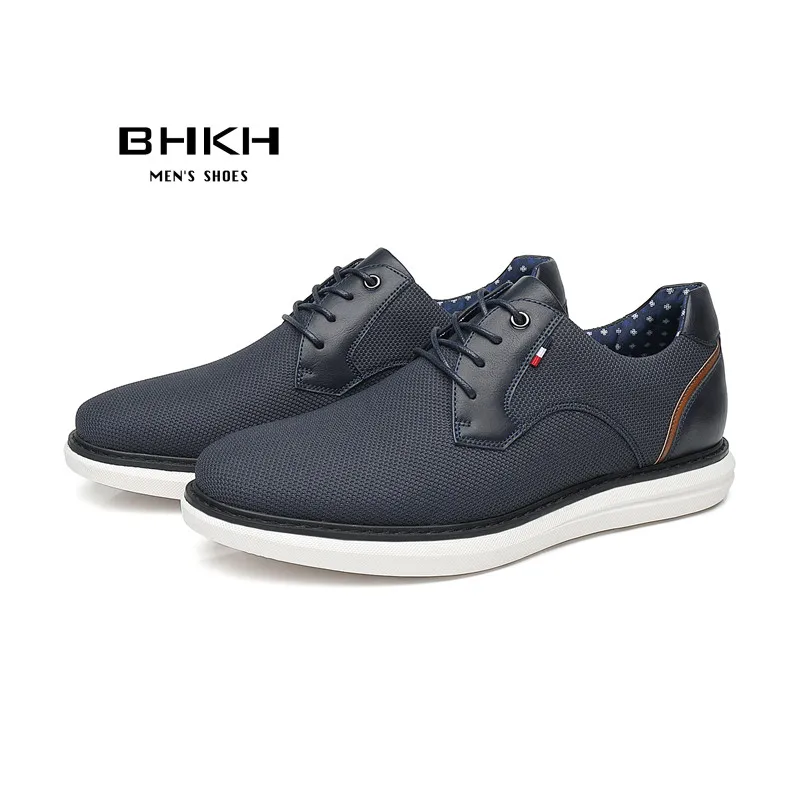 

BHKH 2024 Genuine Leather Dress Shoes Comfy Men Casual Shoes Smart Business Work Office Lace-up Men Shoes