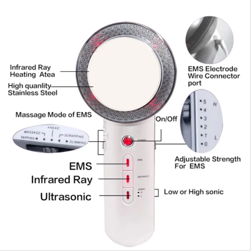 Siêu Âm Cavitation EMS Đốt Cháy Mỡ Máy Mặt Thân Với Miếng Dán Cường Lực Lipo Galvanic Hồng Ngoại Làm Đẹp Thiết Bị