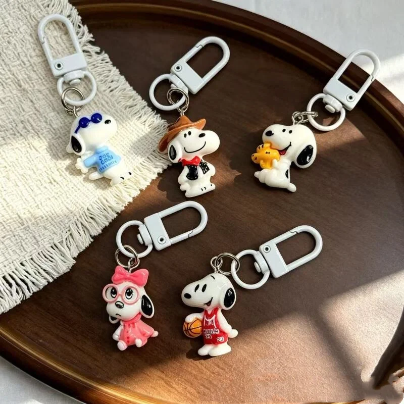 Cartoon Snoopy Keychain Kawaii Car Keychain Girl Backpack Cute Small Pendant U Disk Pendant Couple Phone Pendant Friend Gift