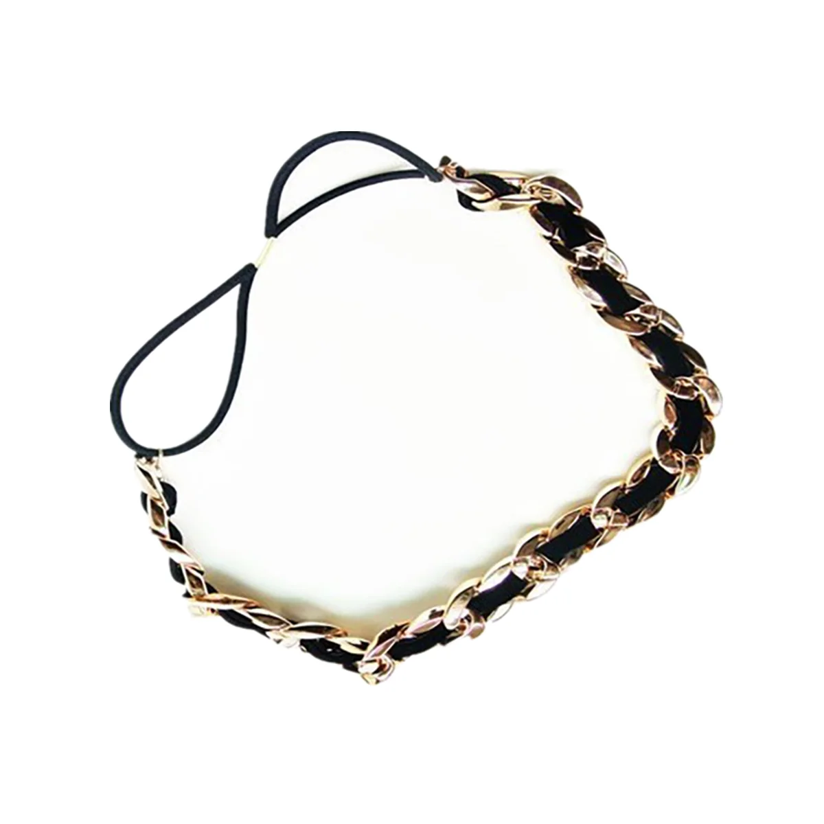 

fashion golden plastic chian velvet elastic headband necklace hairband hair accessory woman and girl band