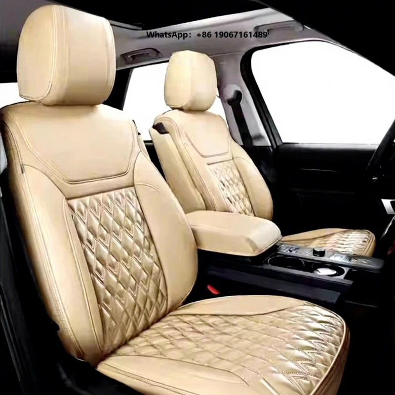 High Quality Durable Nappa Interior Accessory Universal Sport Five Seater Napa Leather Car Seat Cover Full Set     LF