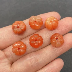 5pcs Natural Stone Red Agate Green Aventurine Pumpkin-shaped Cute Small Bead Suitable for Charm Men DIY Gift Jewelry Loose Beads