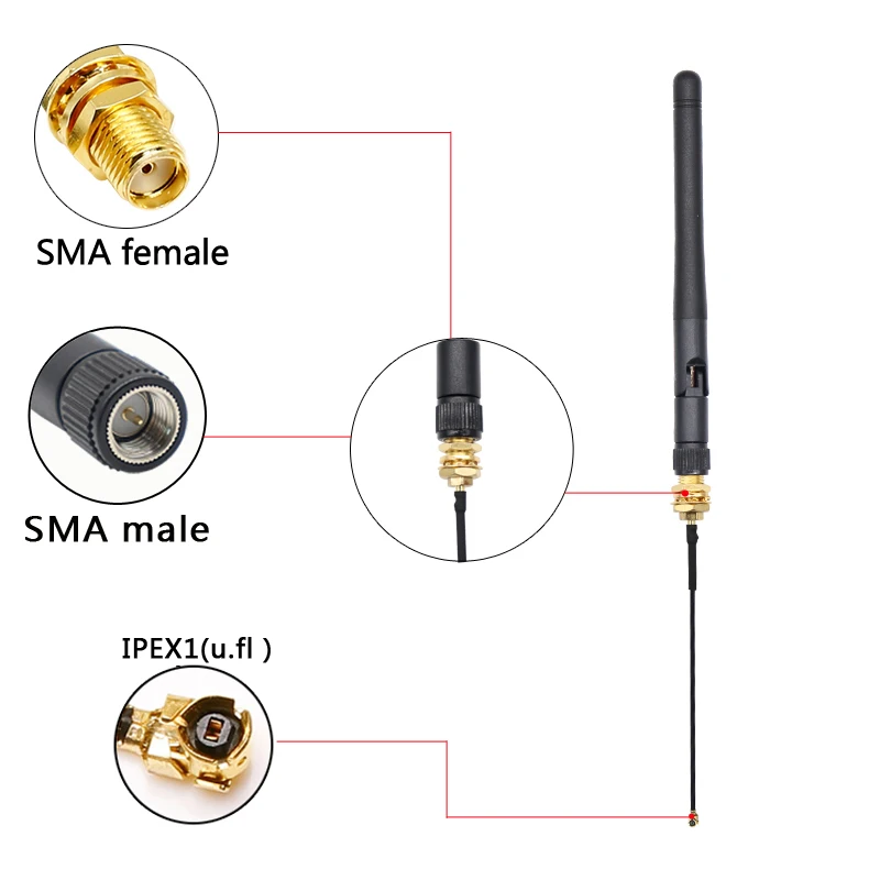 1 Stuks 2.4G 5.8G Dual Band 433Mhz 868Mhz Gsm Lora Zweep Antenne Omni Wifi 5dbi Rubber Eend Router Antennes Met Ipex Sma