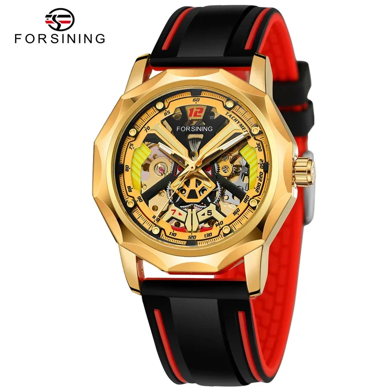 Forsining Men Mechanical Automatic Wristwatch New Released Business Leather Strap 30m waterproof Watch Skeleton Tourbillon Watch