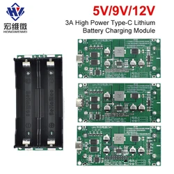 Type-C 15W 3A Fast Charge UPS Power Supply / 18650 Lithium Battery Charger Module DC-DC Step Up Booster Converter 5V 9V 12V