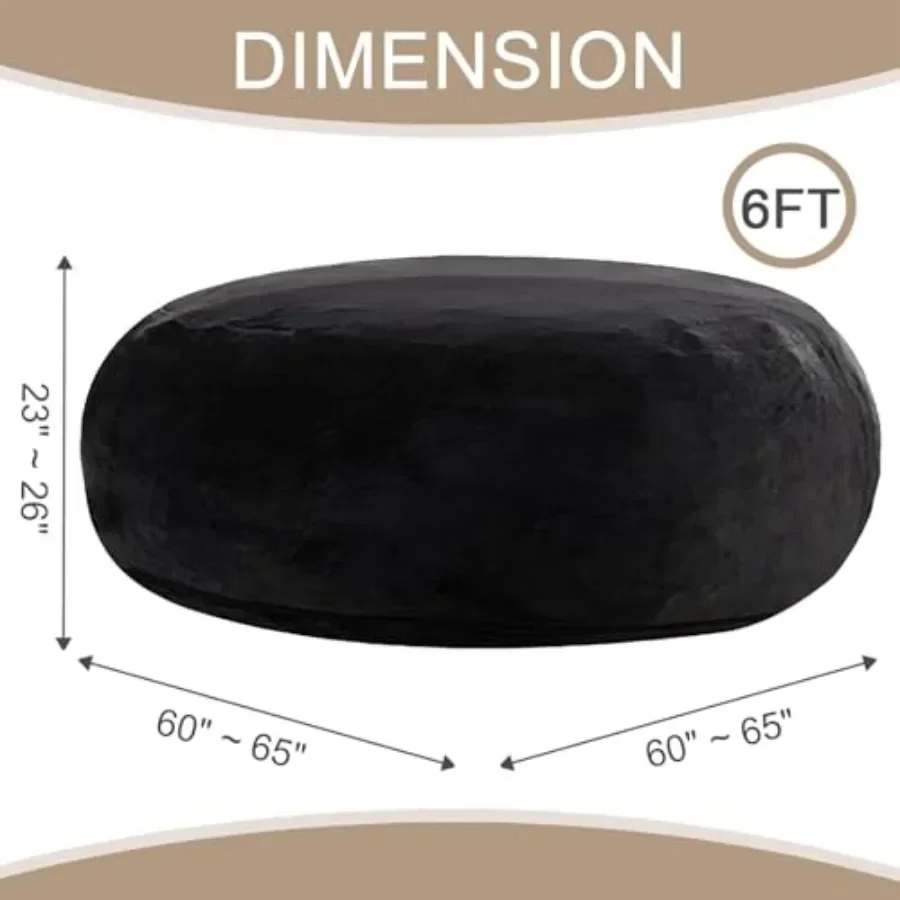 Big Bean Bag Chairs for Adults, 6FT Memory Foam Filler, Super Soft Plush Fabric, Gray Living Room Furniture, Ideal for Bedrooms