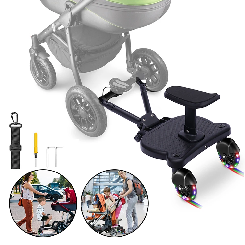 Poussette universelle 2 en 1 intégrée, planche de poussette pour bébé, pédale pour tout-petits, planche à roulettes, siège, chariot pour enfants, auxiliaire