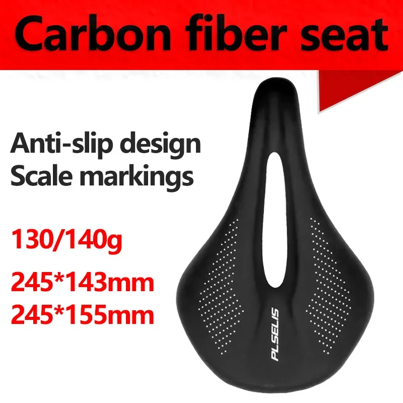 Carbon Fiber Bike Seat Cushion Ultra Comfortable Hollow Breathable Bicycle Saddle Mtb Cycling Saddle 245*143/155mm Black White