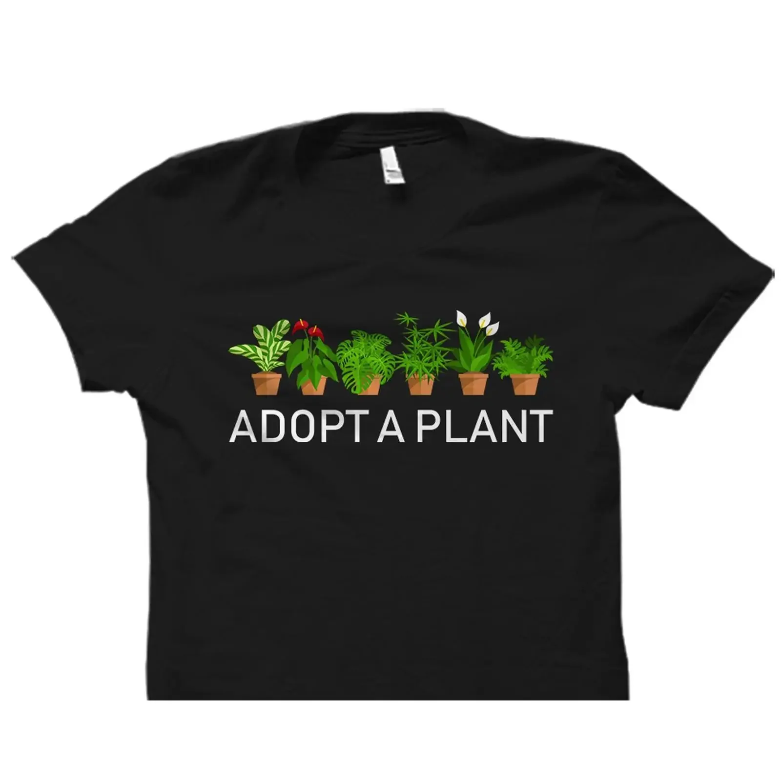 Adopt A Plant Potted Houseplants T Shirt Funny Lover for Gardener Botanist Gardening Botany Casual OS1663 vintage Washed
