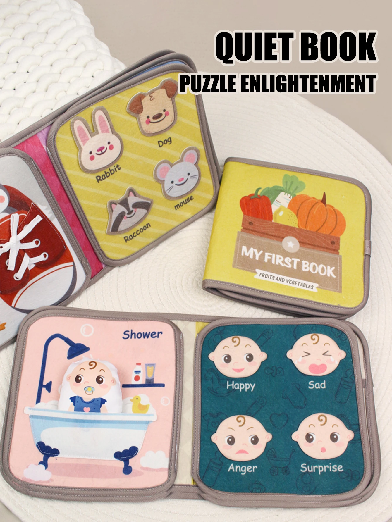 1PCS Soft Baby Book Montessori early education quiet cloth book Learning Toys for Babies 0-6 Months and Up Enlightenment Puzzle