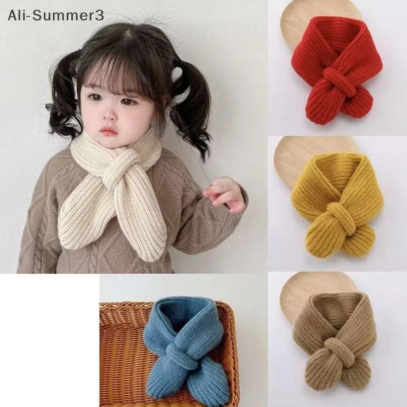 (YY) 1 قطعة وشاح أطفال محبوك ناعم شتاء دافئ الرضع طفل الرقبة الدافئة موضة الأطفال فتاة الصبي الأوشحة الطفل الصلبة منديل