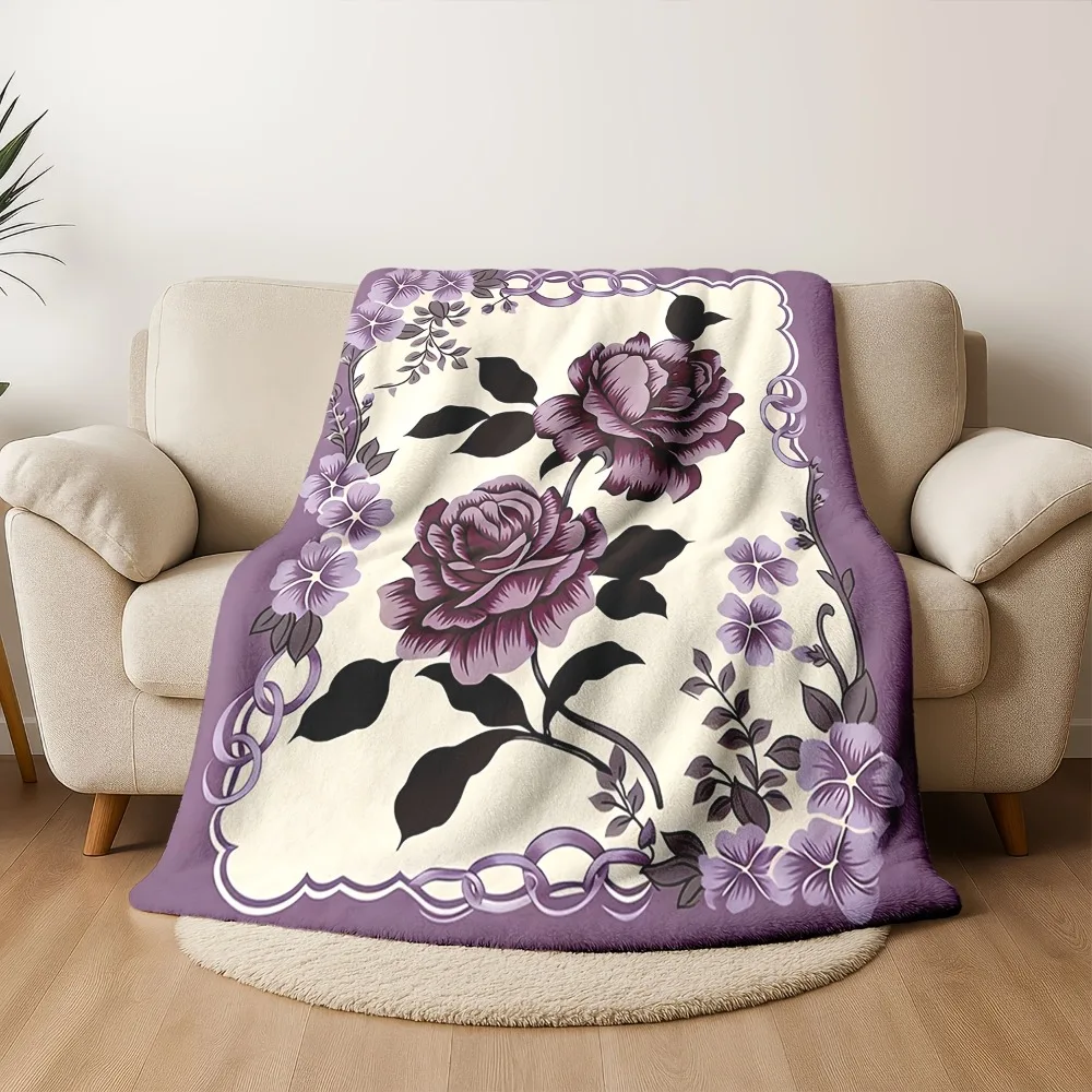 Thickened Printed Flannel Blanket, Soft Warm Comfortable for Winter Dorm Office Indoor Outdoor, All-Season Sofa Blanket