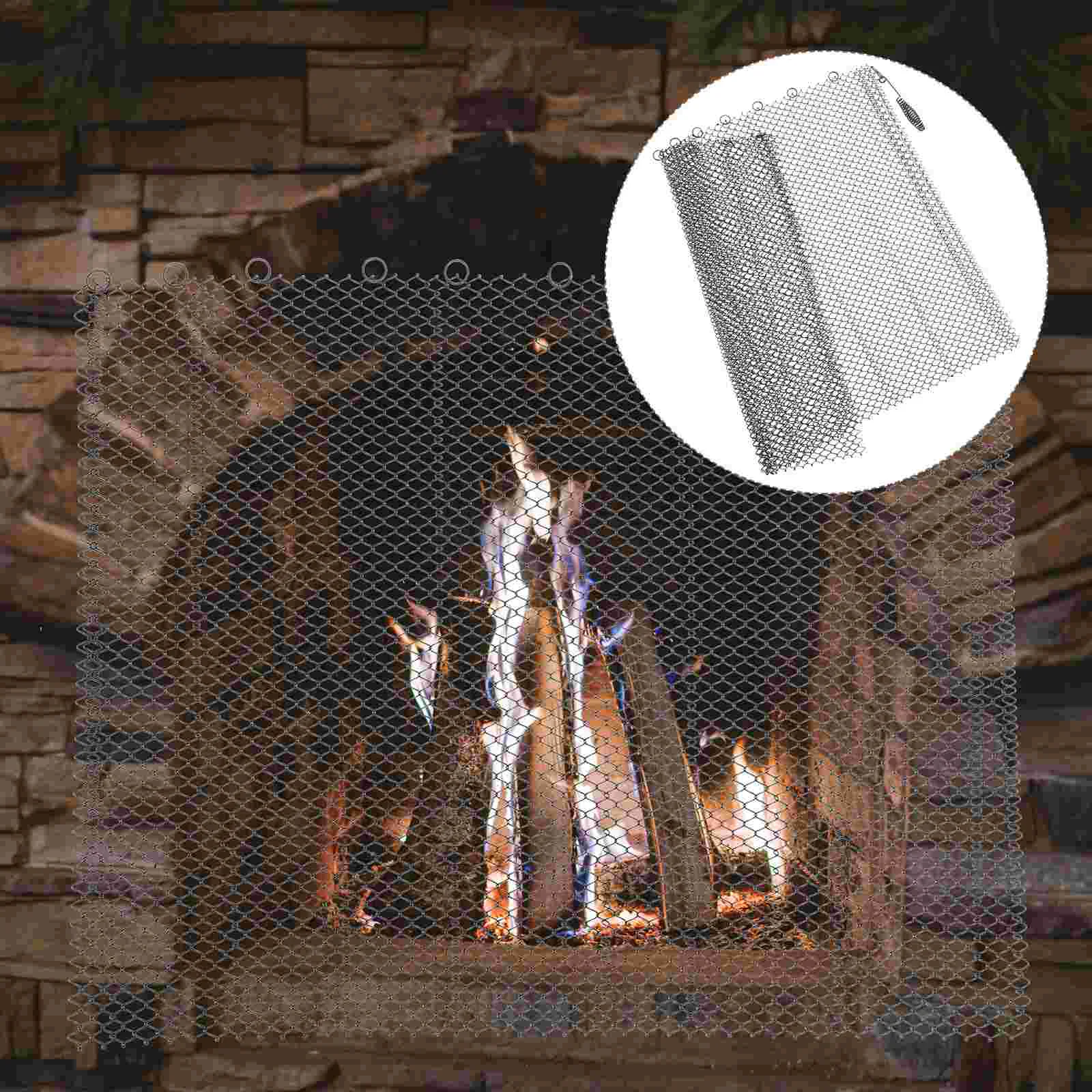 2 Pcs Fireplace Mesh Screens Curtain Panel Parts for Guard Curtains Iron Safety Mask