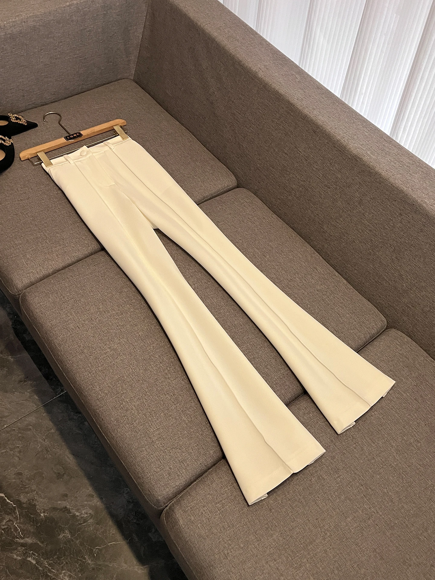 

Slimming High Waist Wide Leg Suit Pants Minimalist Style Commute Professional Polyester Blend Fiber No Stretch Online Exclusive