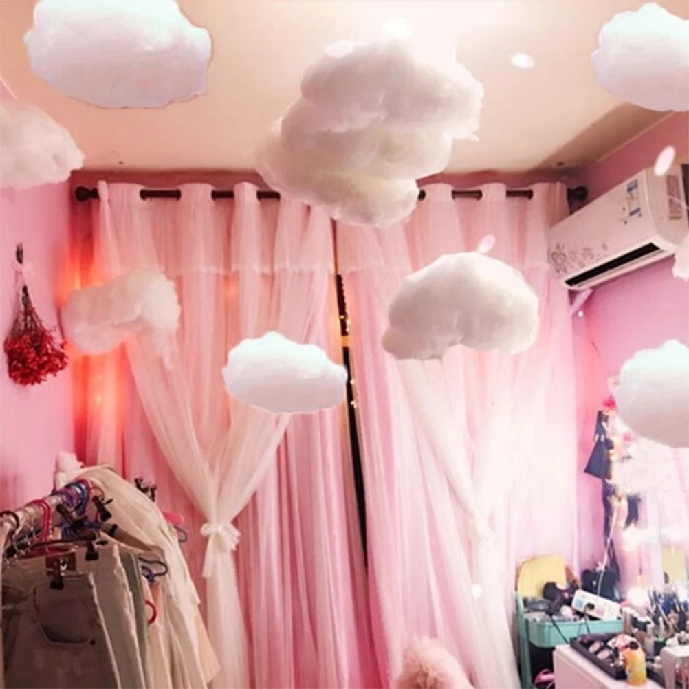 

Simulated Cotton Cloud Decoration Garland Hanging nament White Color DIY Pendant Room Baby Nursery Party Supplies
