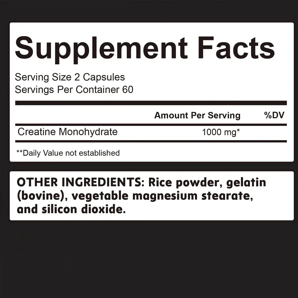 Micronized Creatine Powder Creatine Monohydrate Powder, Unflavored, Ketogenic Friendly, Non-GMO apsules