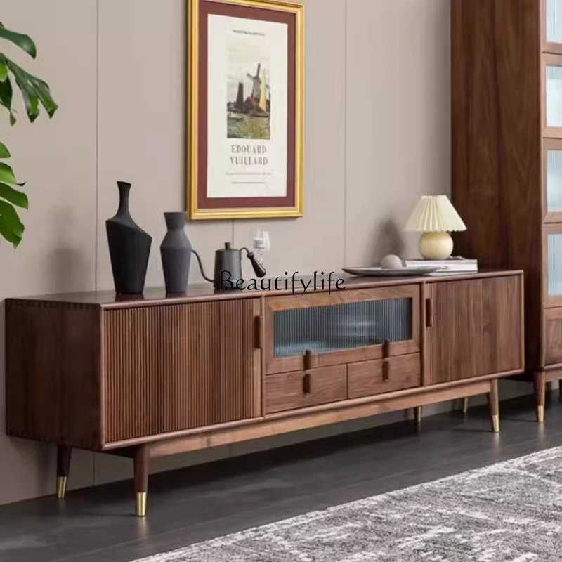 

American simple living room flap door storage log display TV cabinet