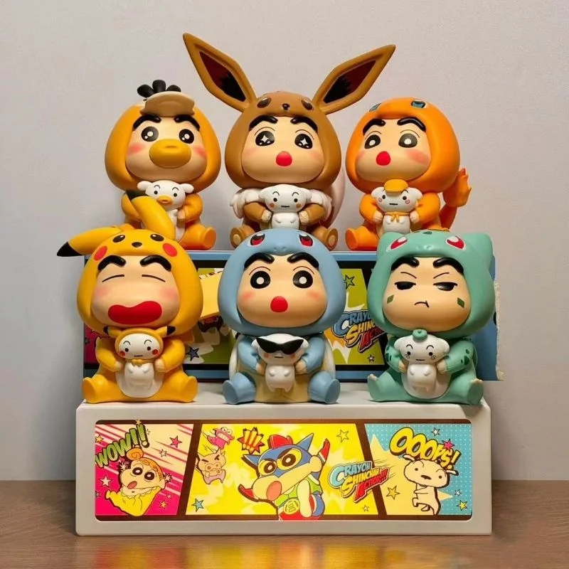 Kawaii Anime Crayon Shin chan cross dressing series blind box trendy toy figurine figurine desktop ornament doll Gifts for Kids