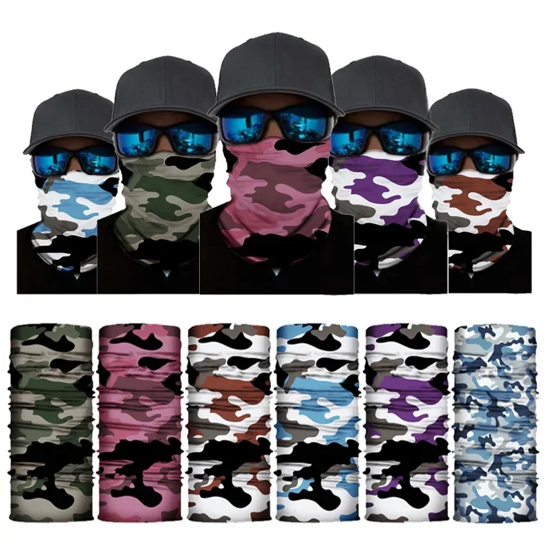 Camouflage Cycling Face Mask Tactical  Scarf Neck Gaiter Men Seamless Bandana Women Headband Balaclava Tube Face Shield