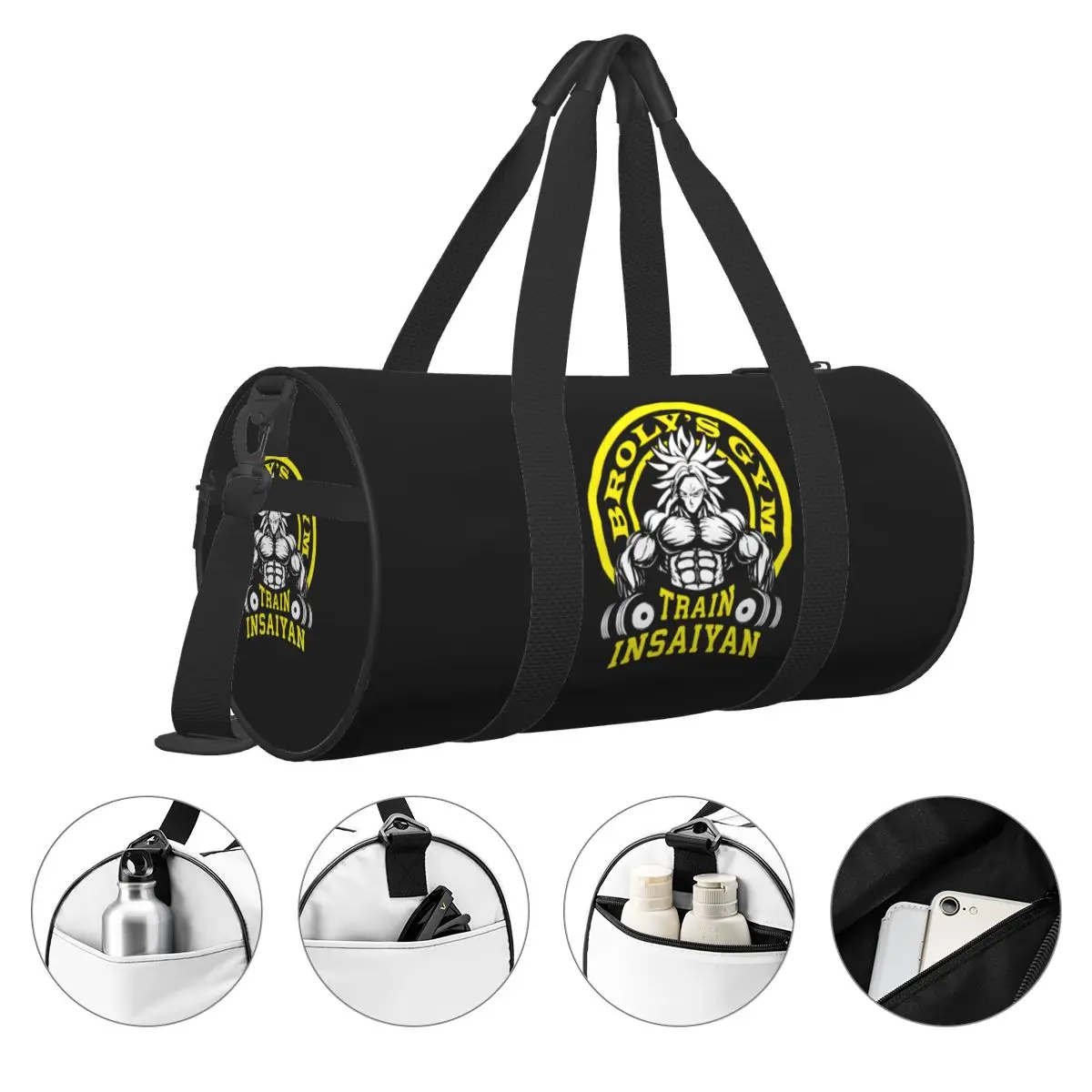 Anime Gym Motivational Sport Bags Building with Shoes Gym Bag Weekend Men Printed Handbag Travel Training Graphic Fitness Bag