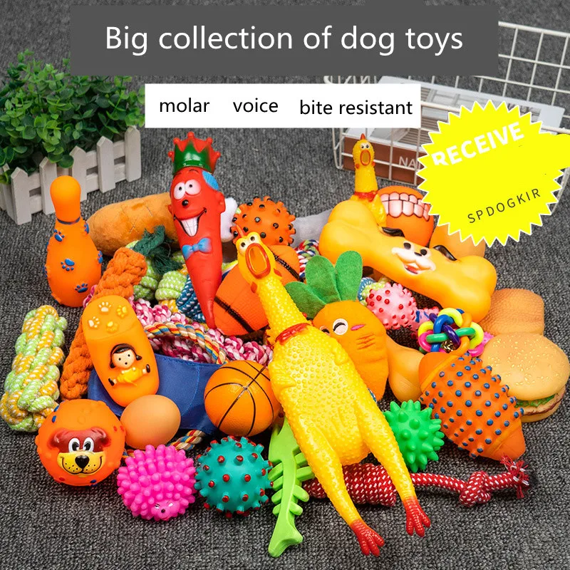 New Dog Toys Pet Ball Bone Rope Squeaky Plush Toys Kit Puppy Interactive Molar Chewing Toy for Small Large Dogs Pug Supplies