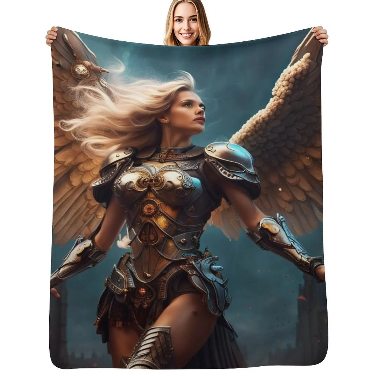 

Armored Angel Throw Blanket Flannel Picnic Hair Blankets Sofas Of Decoration Blankets