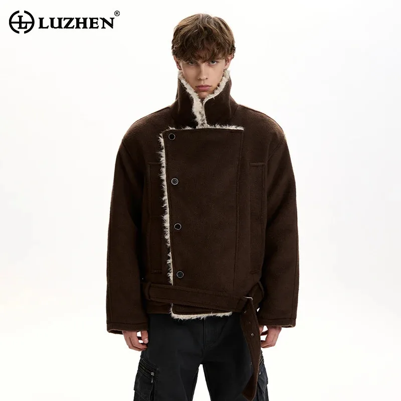 

LUZHEN 2025 Winter New High Quality Lamb Wool Brushed Liner Warm Clothes Men's Stylish Elegant Handsome Casual Male Coat JY5327