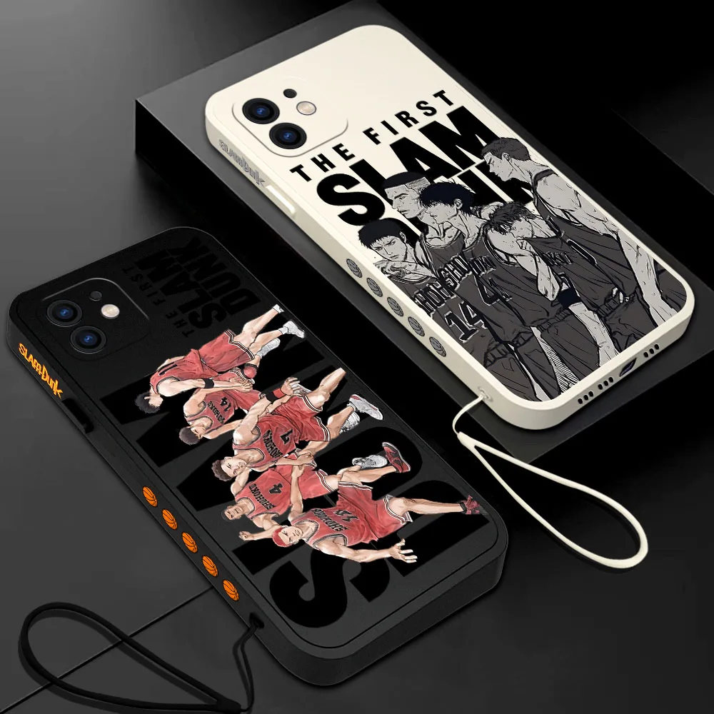 Japan Anime Slam Dunk Case For Samsung Galaxy S24 S23 S22 S21 S20 S10 Note 20 10 Lite Ultra Plus FE 4G 5G Cover With Hand Strap