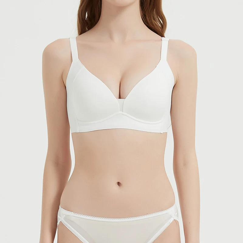 Women Push up Bra, 100%Silk Lining, 3/4 Cup, Comfortable Female Underwear, Wire Less, Thin padding Brassiere, Black, Red