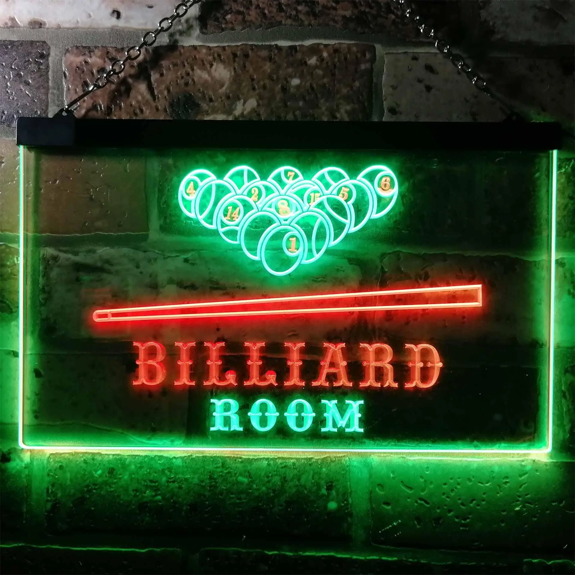 Billiard Room. with Snooker and Pool Table Dual Color Led Neon Sign st6-s0082