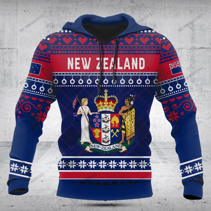 

Customize New Zealand Symbol Christmas Unisex Hoodies Loose Tops Sweatshirts Winter Casual Clothing Oversized Streetwear