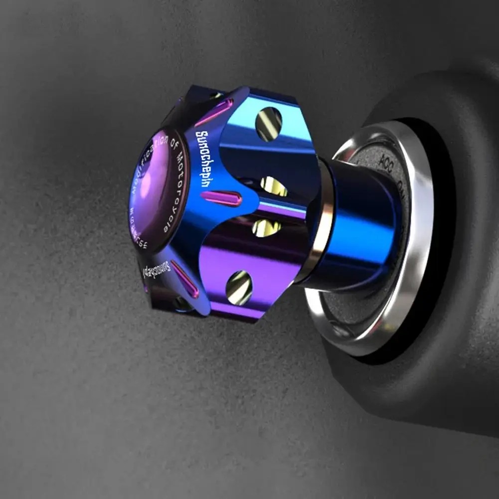 Universal Motorcycle Car Key Head Decoration Modified Key Cover Blue Purple Aluminum Alloy Titanium Burn Hexagon Gear Key Bit