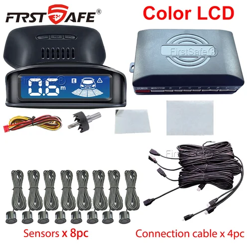 Imagen 1 del producto Radar de marcha atrás con pantalla LED, 8 sensores, sistema de detección de radar, pantalla de retroiluminación, indicación de voz que se vuelve más fácil