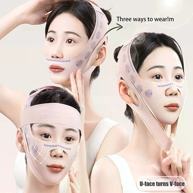 قناع نوم لنحت الوجه قابل للتعديل بثلاثة أضعاف، قناع تنحيف مرن، قناع شد الرفع، قناع تشكيل على شكل حرف V #4