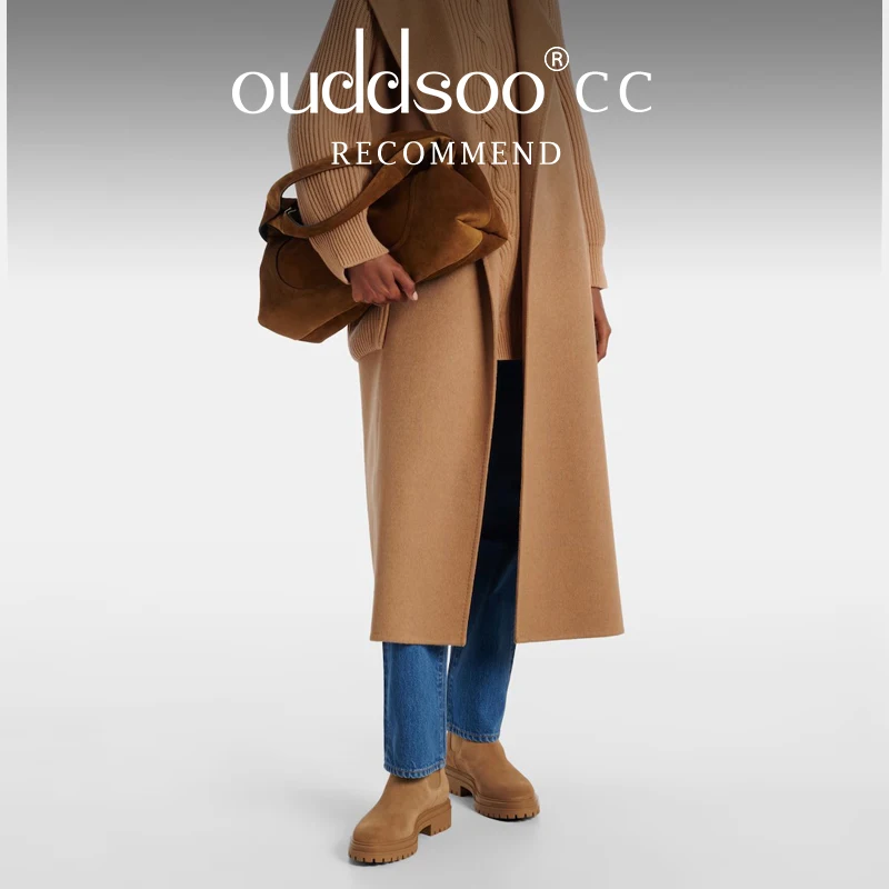 

Ods Black Suede Chelsea Ankle Boots Lug Sole Elastic Panel Round Toe Low Heel Fashion Casual Daily Autumn Winter Warm Trendy 414