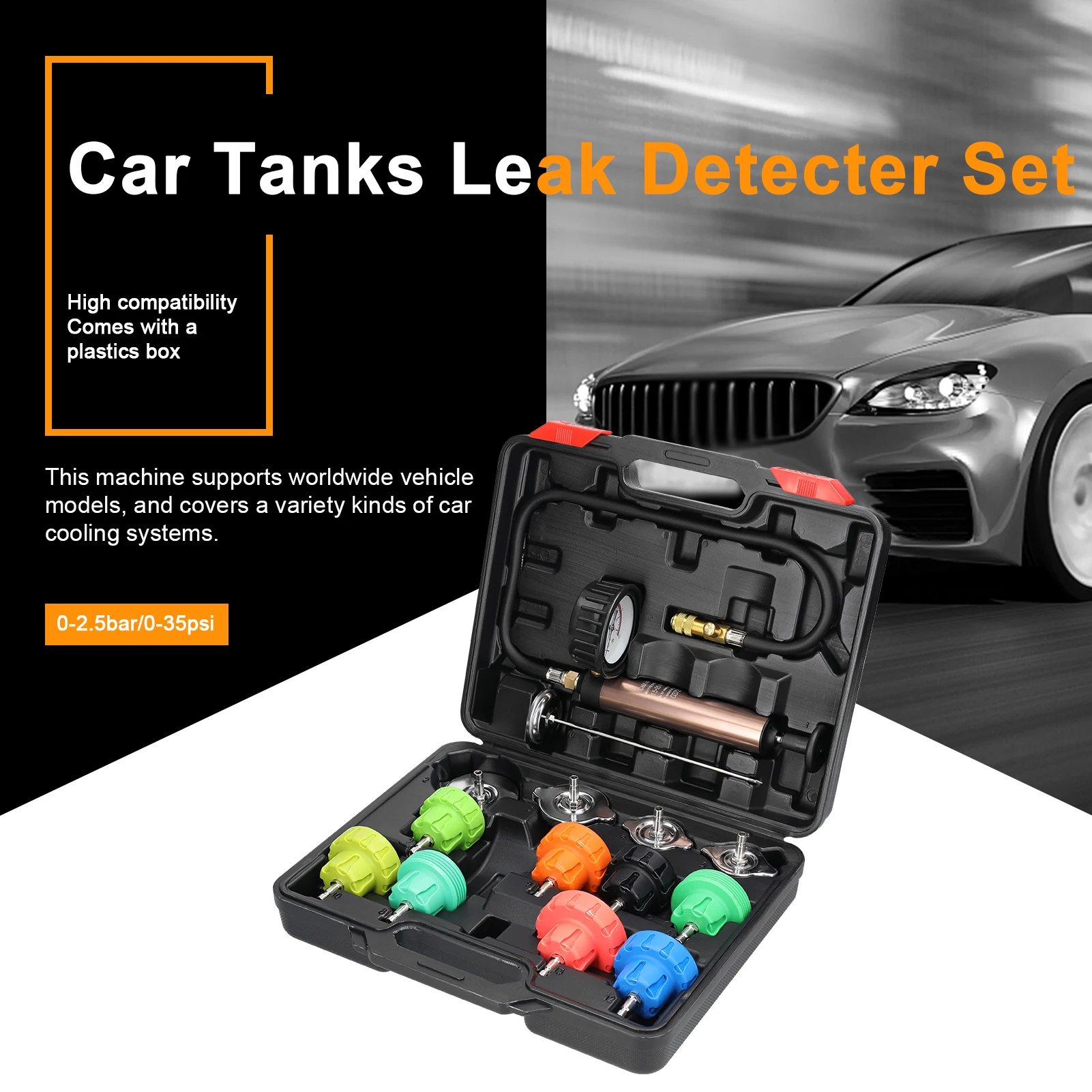 

Universal Car Tanks Leak Detection Automotive Leakage Detector Tool Radiator Water Pressure Tester Auto Air Conditioning Cooling