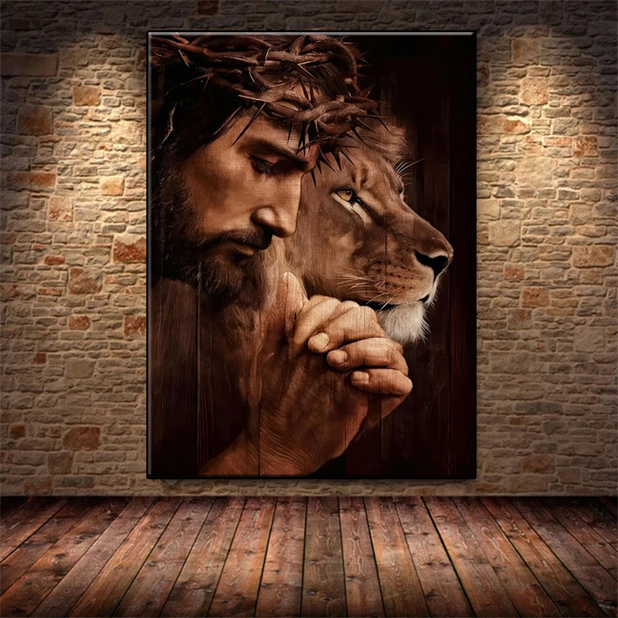 الماس التطريز صورة كيت جديد يسوع وأسد يهوذا الإيمان المسيحي الماس اللوحة فسيفساء عبر غرزة جدار الفن