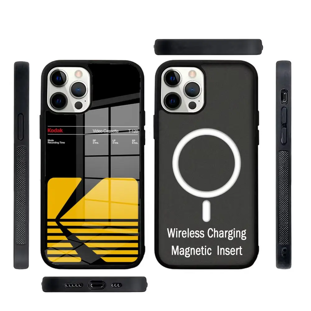 classic camera K-Kodak Phone Case Glass For IPhone 16 15 Promax 14 13 Pro 12 11 Magnetic charging Covers