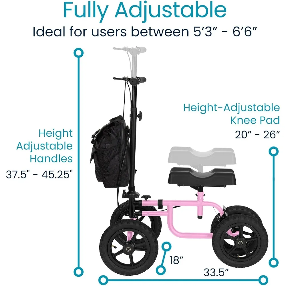 مشاية سكوتر للركبة لجميع التضاريس لإصابات القدم - أسطوانة عربة عكاز الساق المكسورة للبالغين للجراحة والقدم المكسورة وإصابة الكاحل #6