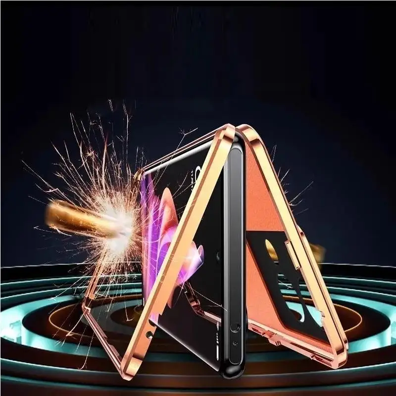 For Redmi Note 13 Pro Plus Tempered Glass Leather Phone Case For Redmi Note 12 Turbo 13 Pro 360 Double Sided Magnetic Flip Cover