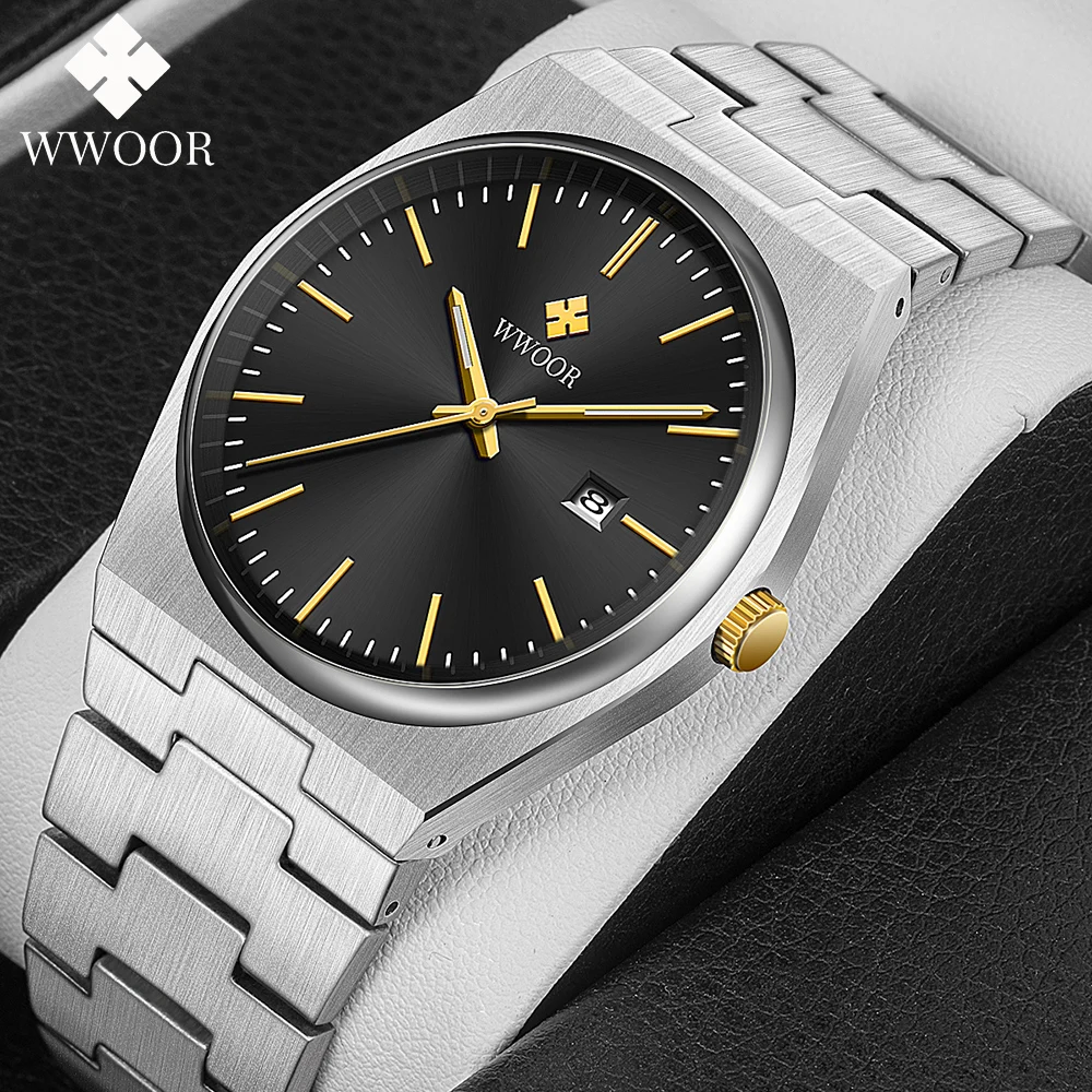 

WWOOR VK63 Luxury Men's Watches 5AMT Waterproof Date Male Quartz Clock Business Men Sapphire 316L Stainless Steel Man Wristwatch