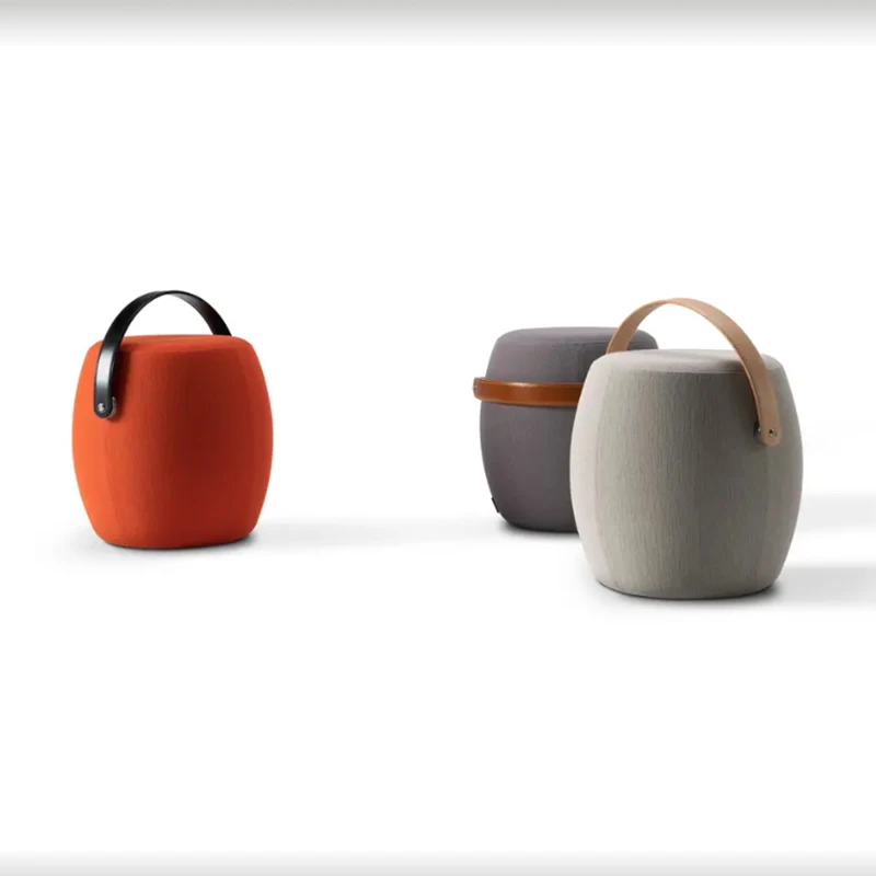 

Modern Simple Fabric Round Foot Stool Villa Hotel Living Room Portable Foot Stool Bedroom Makeup Stool